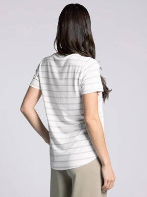 THE NIKKIE STRIPED CASUAL SOFT TEE - desert green stripe
