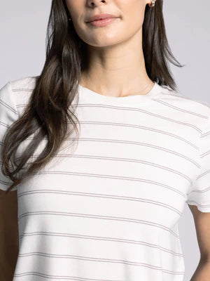 THE NIKKIE STRIPED CASUAL SOFT TEE - desert green stripe