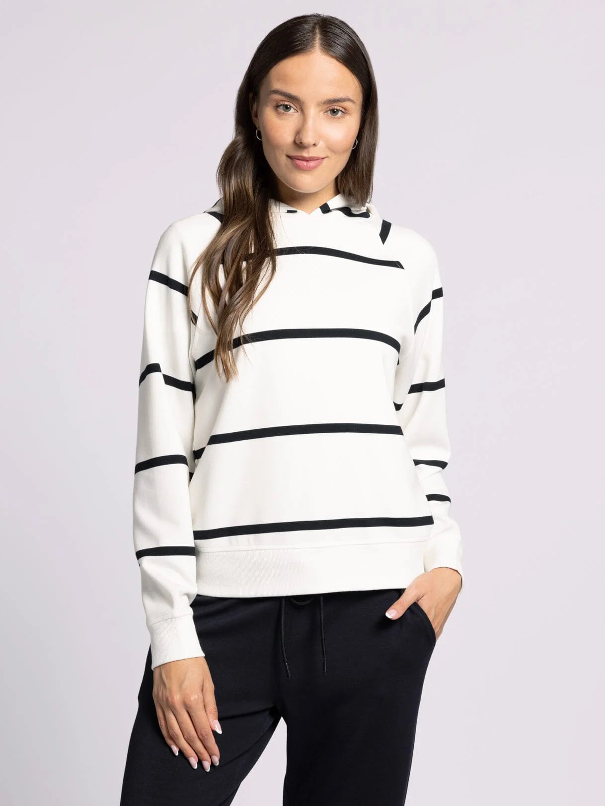 THE TURNER PREMIUM STRIPED HOODIE  - black/ivory