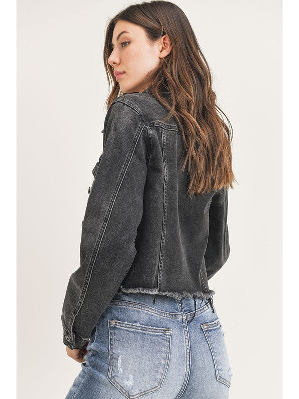 THE MELANIE BLACK VINGTAGE TRUCKER JACKET