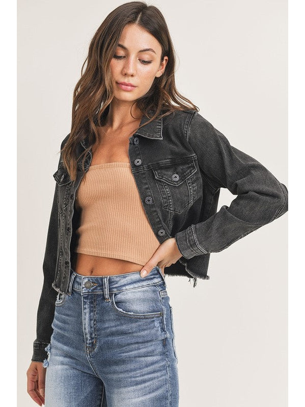 THE MELANIE BLACK VINGTAGE TRUCKER JACKET