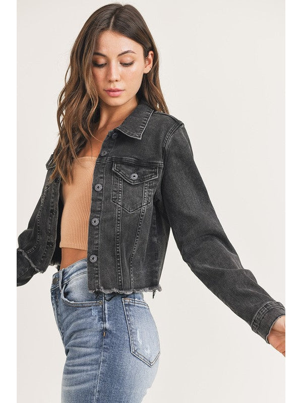 THE MELANIE BLACK VINGTAGE TRUCKER JACKET