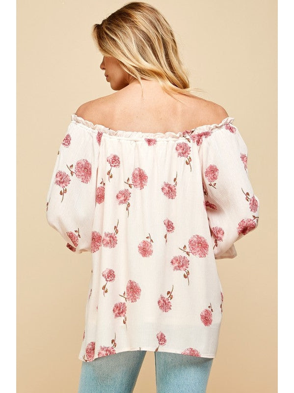 THE AYLA FLORAL 3/4 SLEEVE BLOUSE