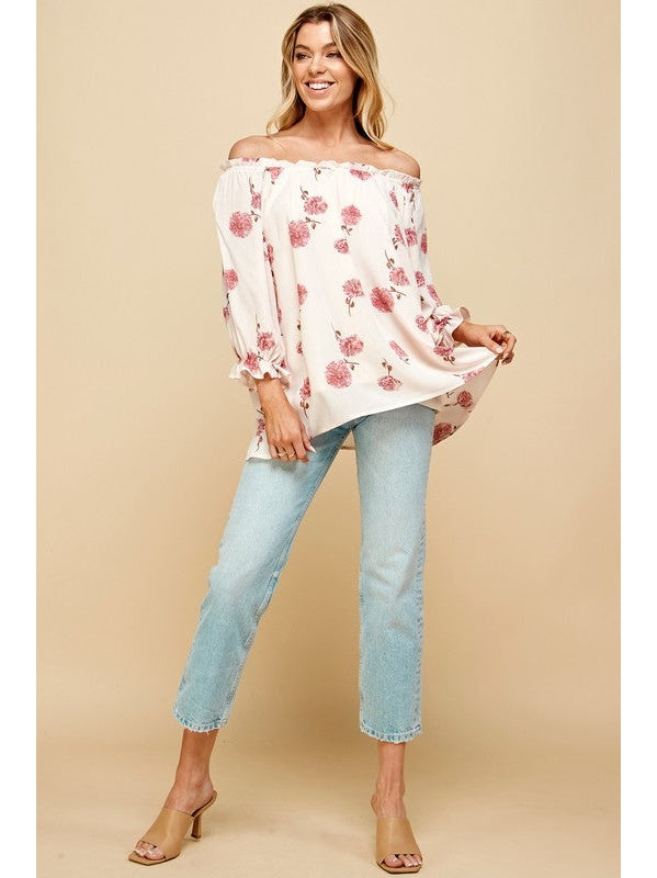 THE AYLA FLORAL 3/4 SLEEVE BLOUSE
