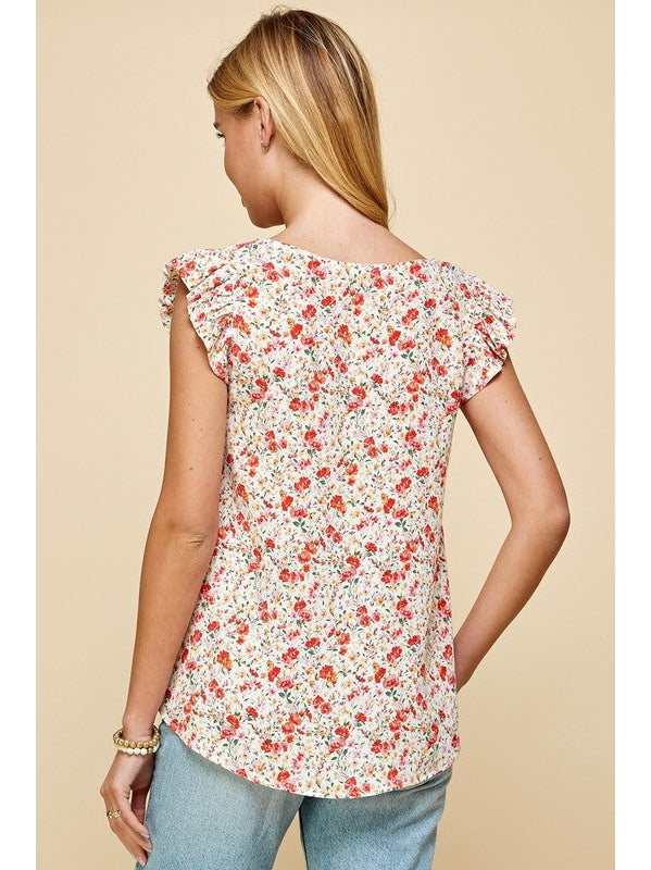 THE WHITNEY RUFFLE SLEEVE TOP - ivory