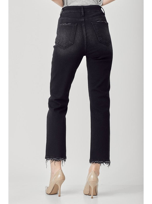 THE MADDIE HI RISE STRAIGHT BLACK DENIM
