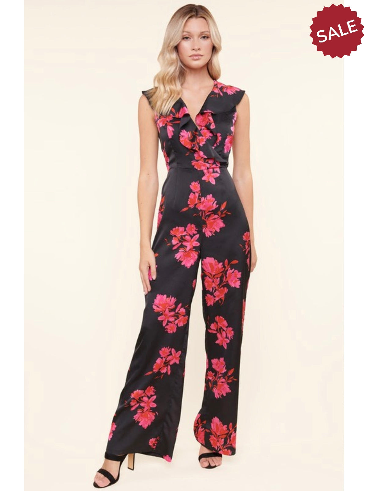 THE JEZZABELLE SATIN FLORAL JUMPSUIT