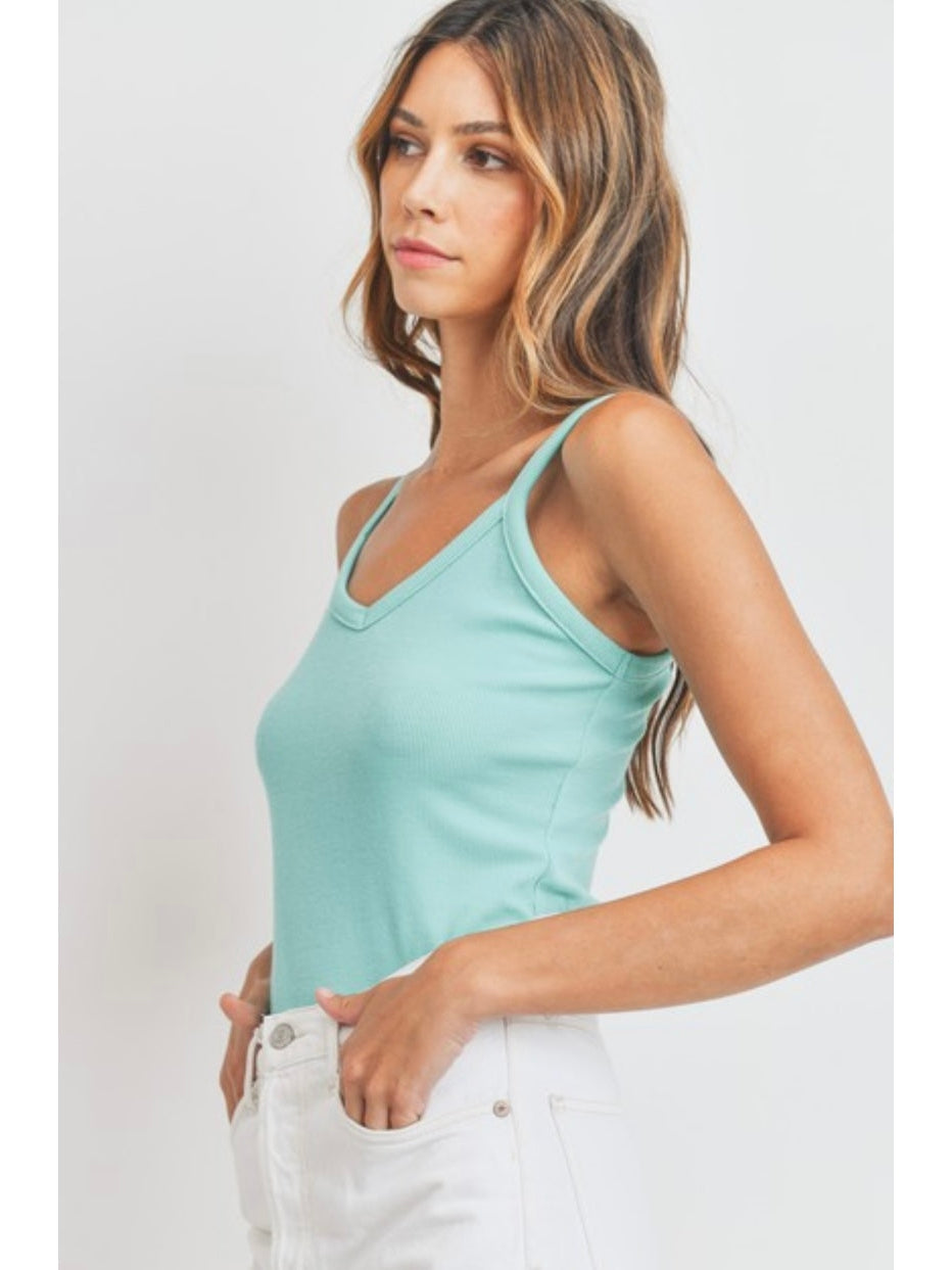 THE EMERSON SCOOP V NECK RIBBED TANKS - 3 colors