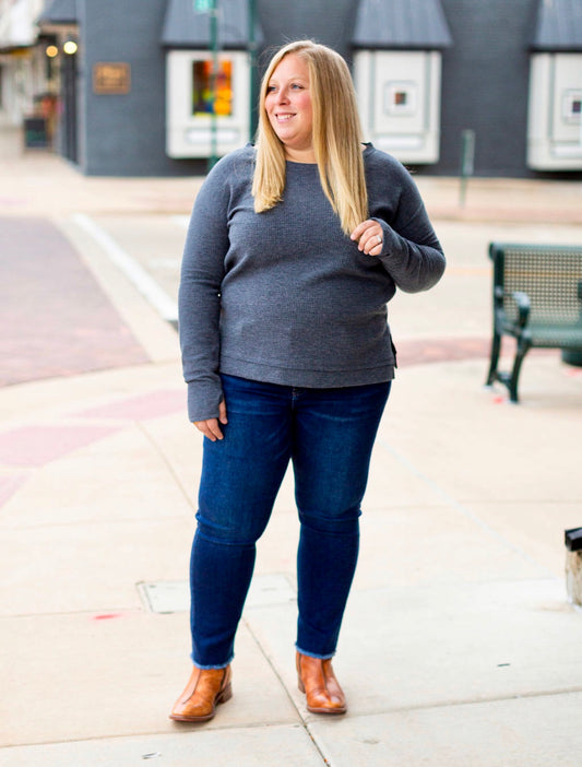 THE JACKIE DARK WASH DENIM SLIM STRAIGHT JEANS
