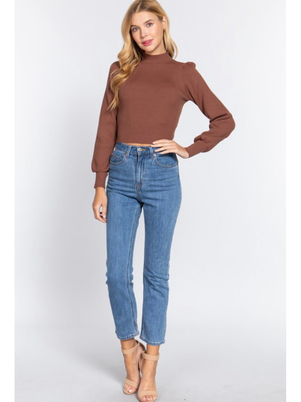 THE ANA TIE BACK SWEATER - truffle