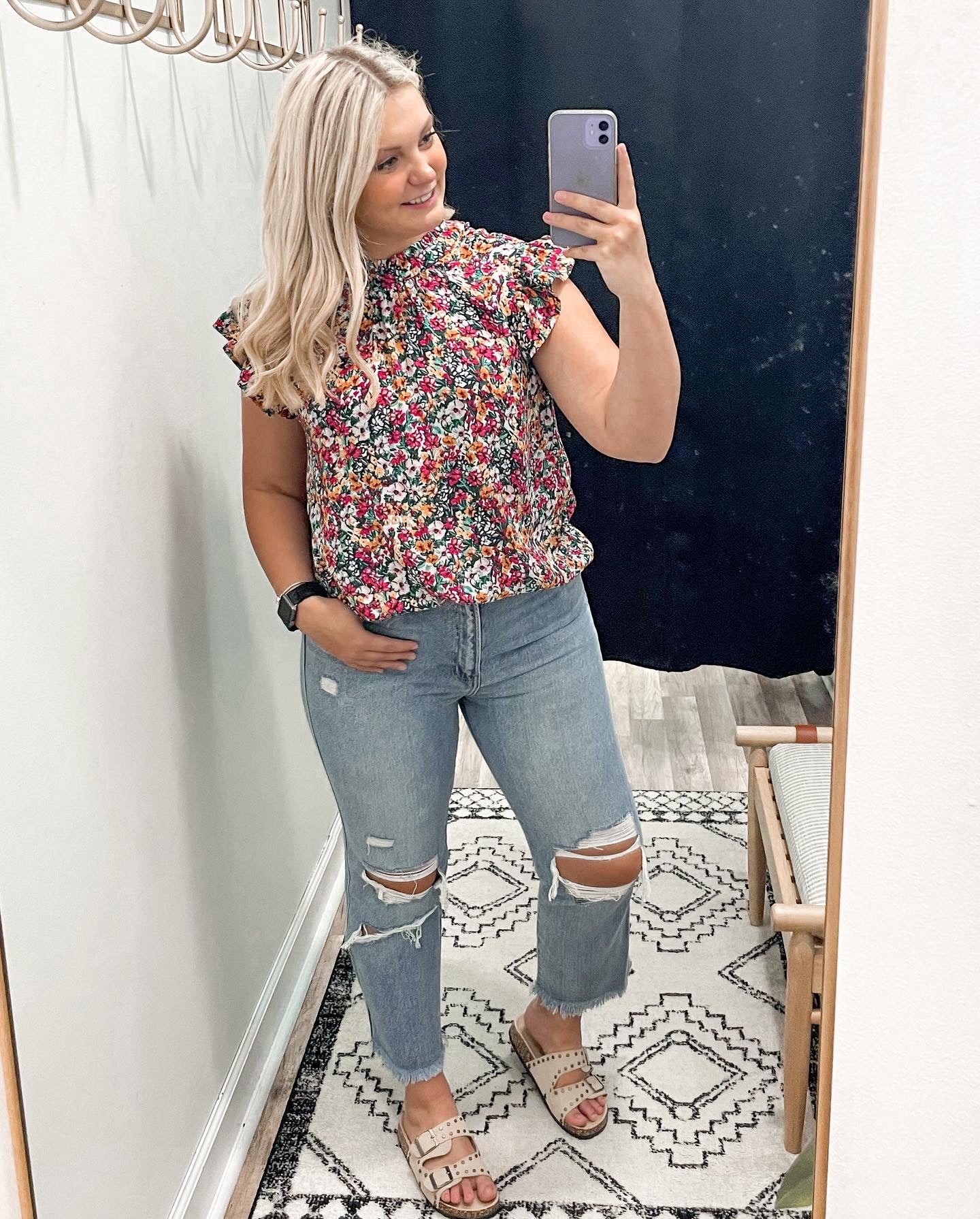 THE VENESSA FLORAL CAP SLEEVE BLOUSE