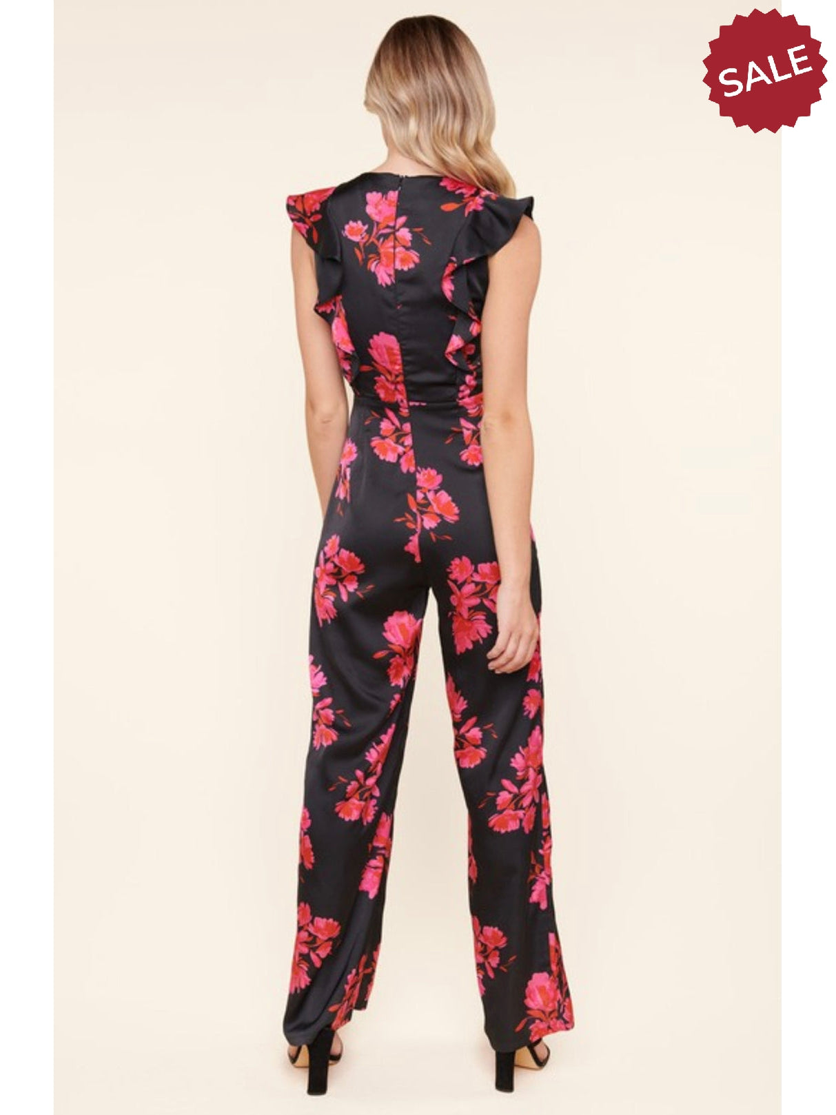 THE JEZZABELLE SATIN FLORAL JUMPSUIT