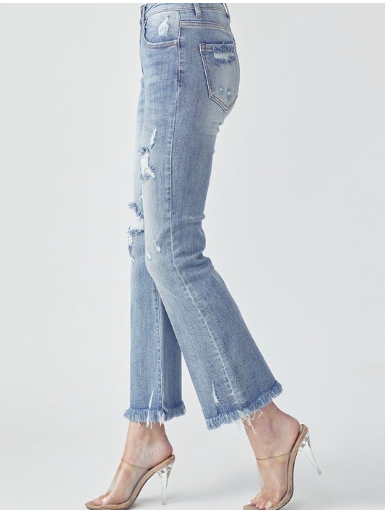 THE BILLIE MID RISE FLARE ANKLE DENIM - Lt wash
