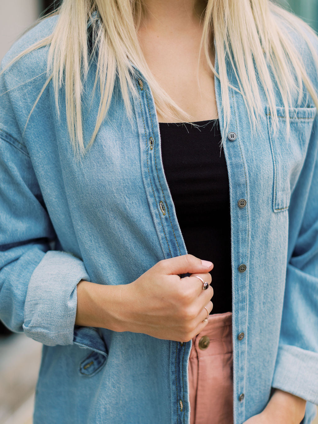 THE JOANNA LIGHT WASH DENIM SHACKET