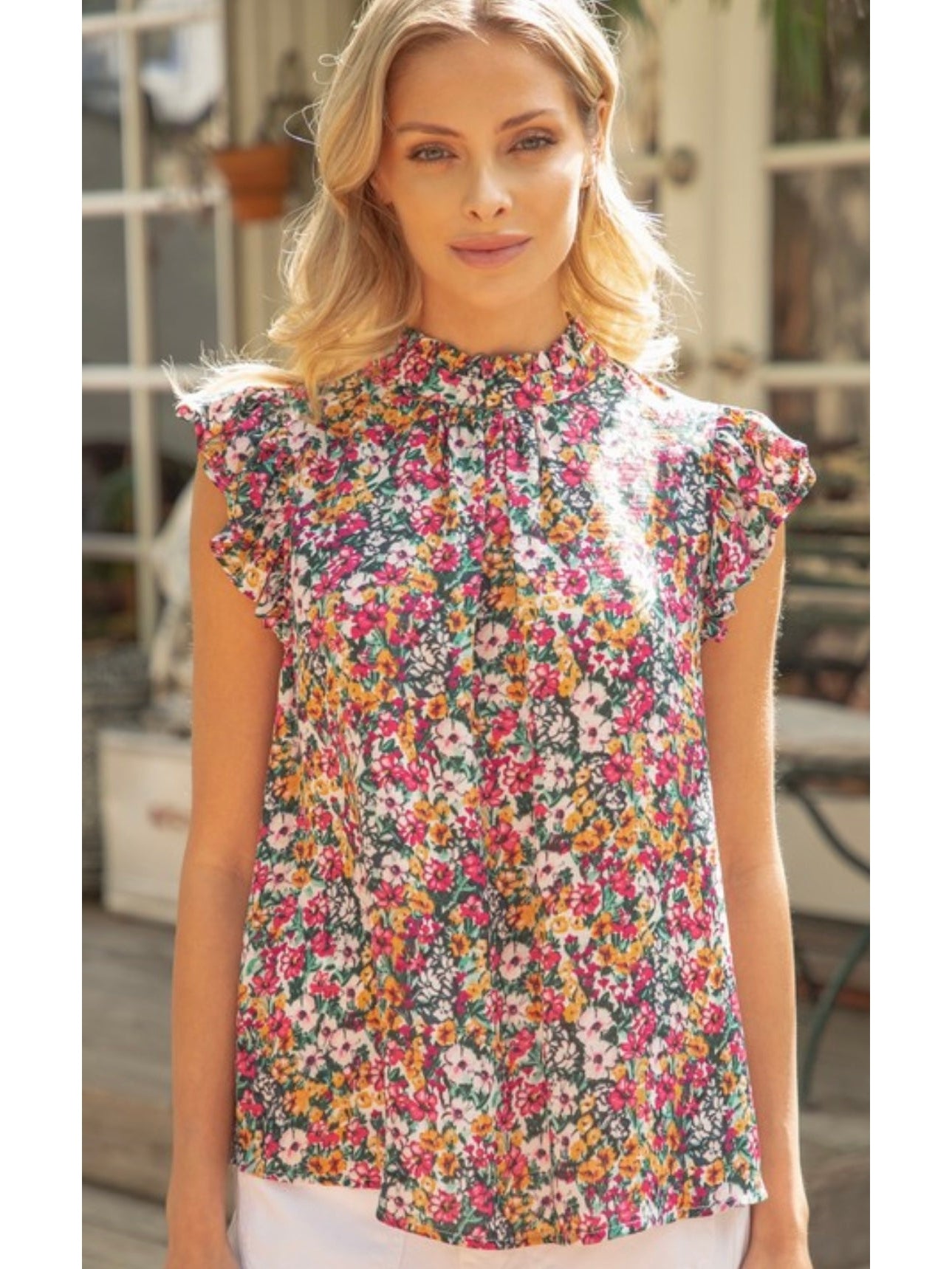 THE VENESSA FLORAL CAP SLEEVE BLOUSE
