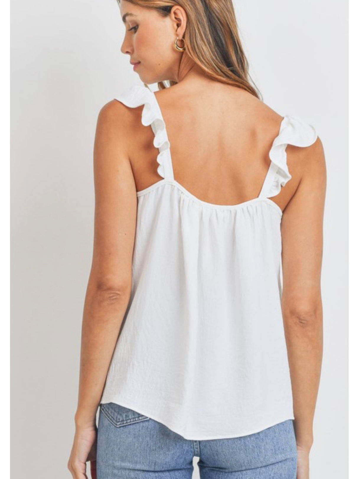 THE ASHLEY CRINKLE WOVEN TANK TOP - ivory