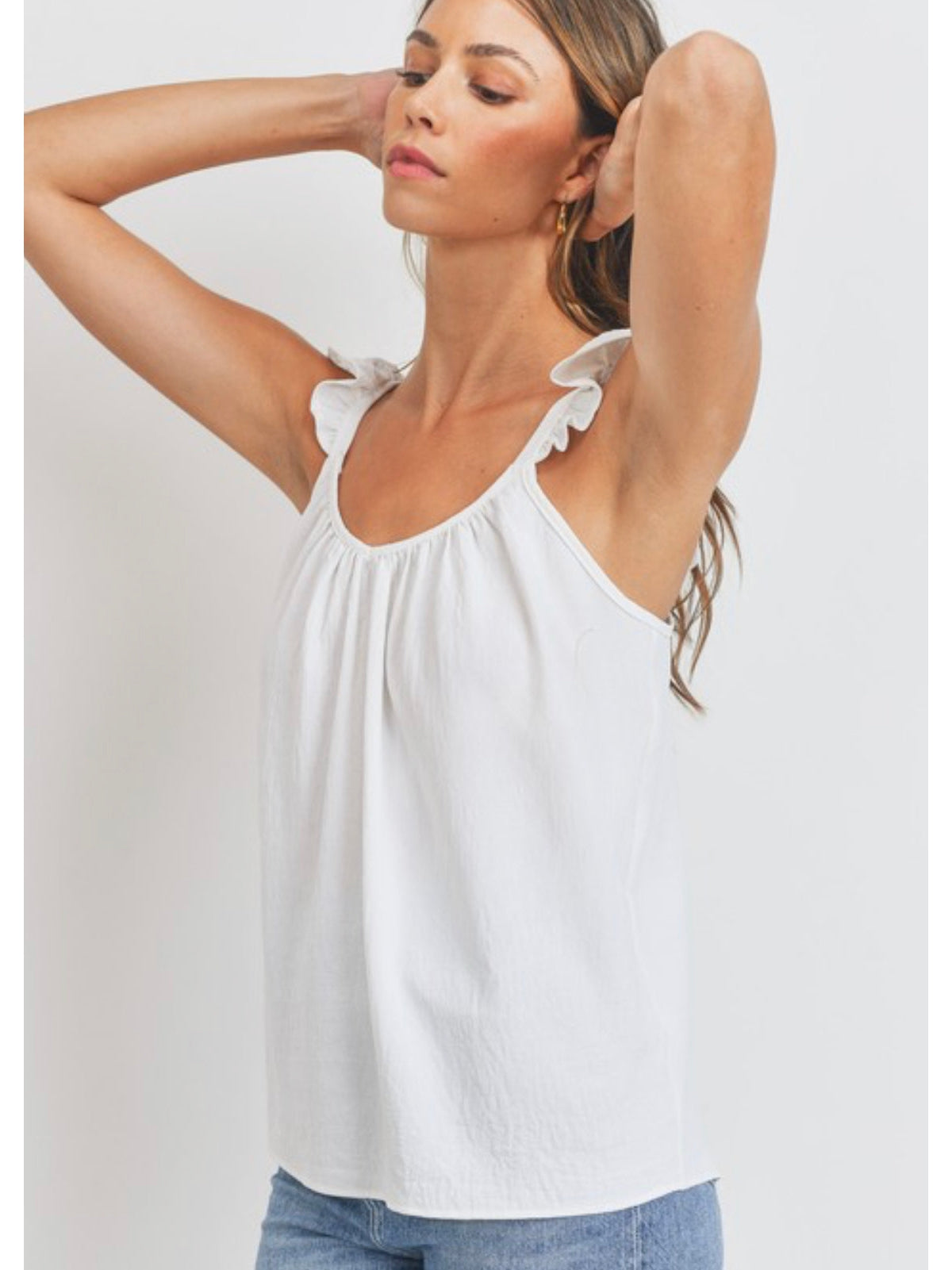 THE ASHLEY CRINKLE WOVEN TANK TOP - ivory