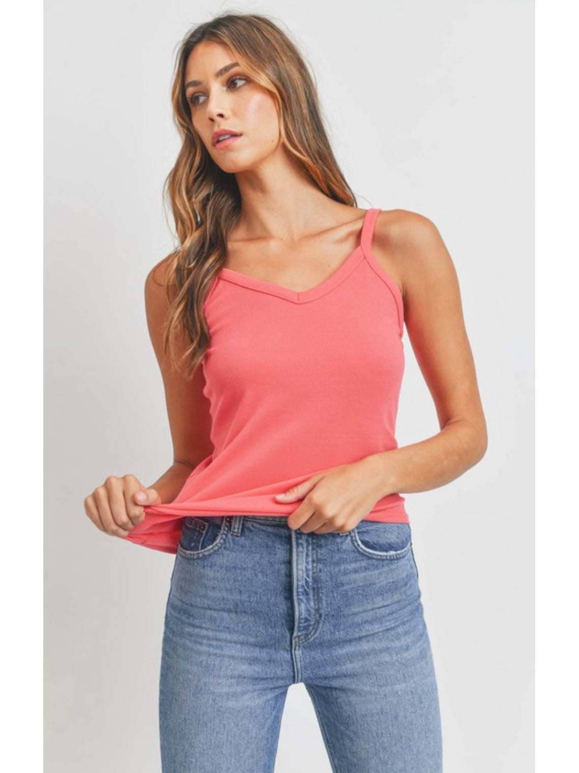 THE EMERSON SCOOP V NECK RIBBED TANKS - 3 colors