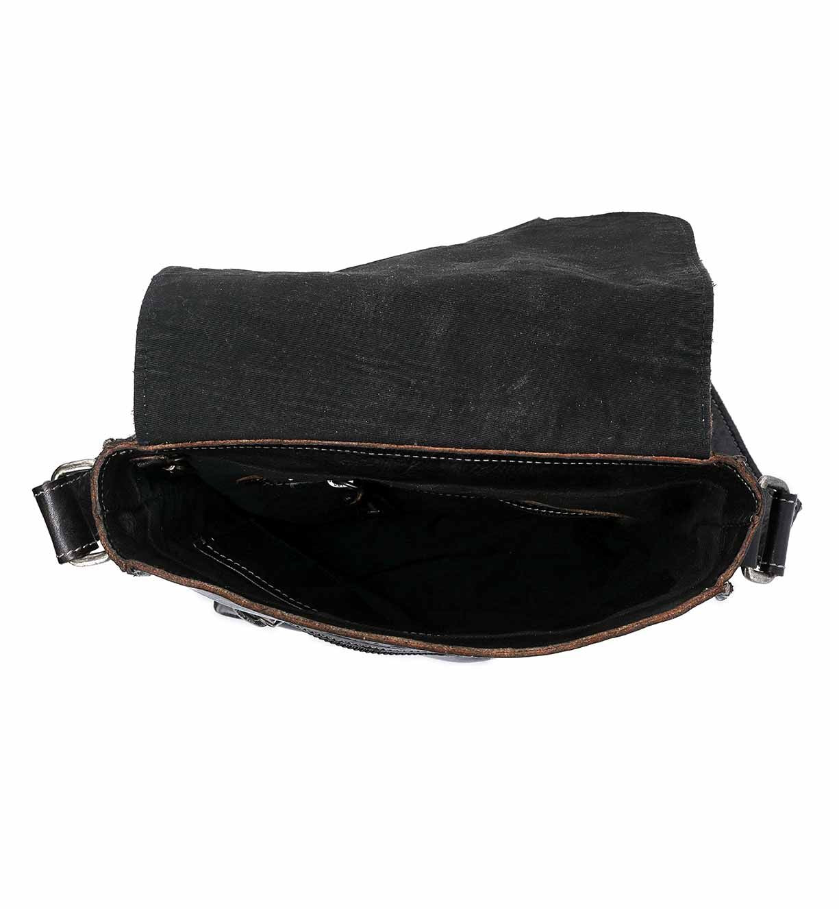 BEDSTU VENICE BEACH LEATHER FLAP CROSSBODY PURSE - black rustic