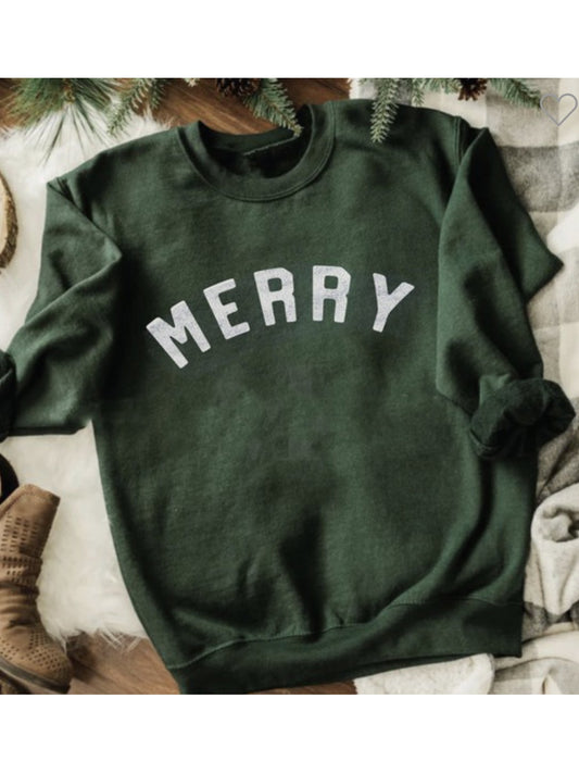 THE MERRY GRAPHIC SWEATSHIRTS - forest green