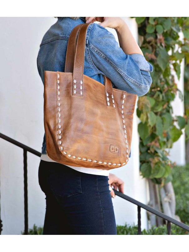 BEDSTU STEVIE LEATHER TOTE BAG - tan rustic mason