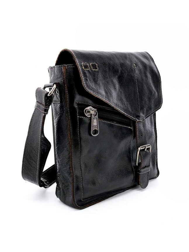 BEDSTU VENICE BEACH LEATHER FLAP CROSSBODY PURSE - black rustic
