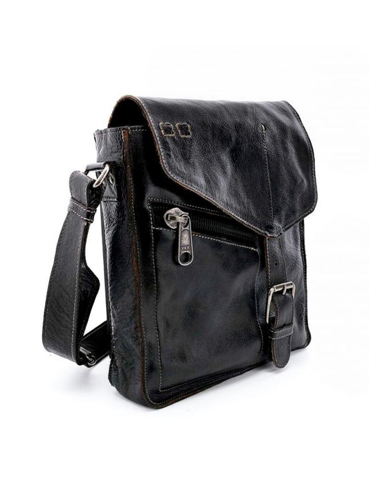 BEDSTU VENICE BEACH LEATHER FLAP CROSSBODY PURSE - black rustic